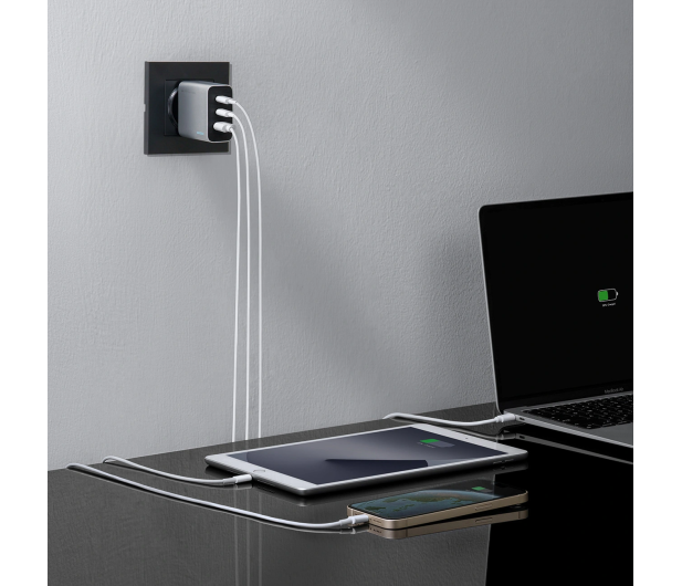 Cuktech Ładowarka sieciowa 65W GaN 2xUSB-C 1xUSB-A - szara - 1487974 - zdjęcie 4